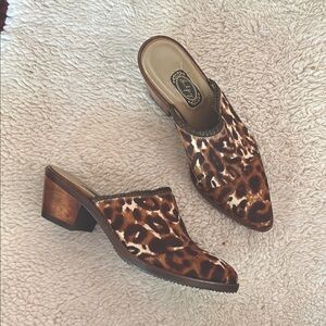 Pony hair Leopard Print Women's Mules- Handmade Western